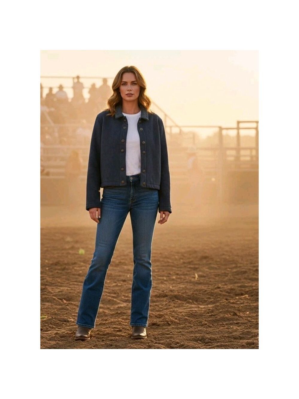 VTG County Clothing Company Cheyenne Collection Med Blue Cropped Jacket Size L